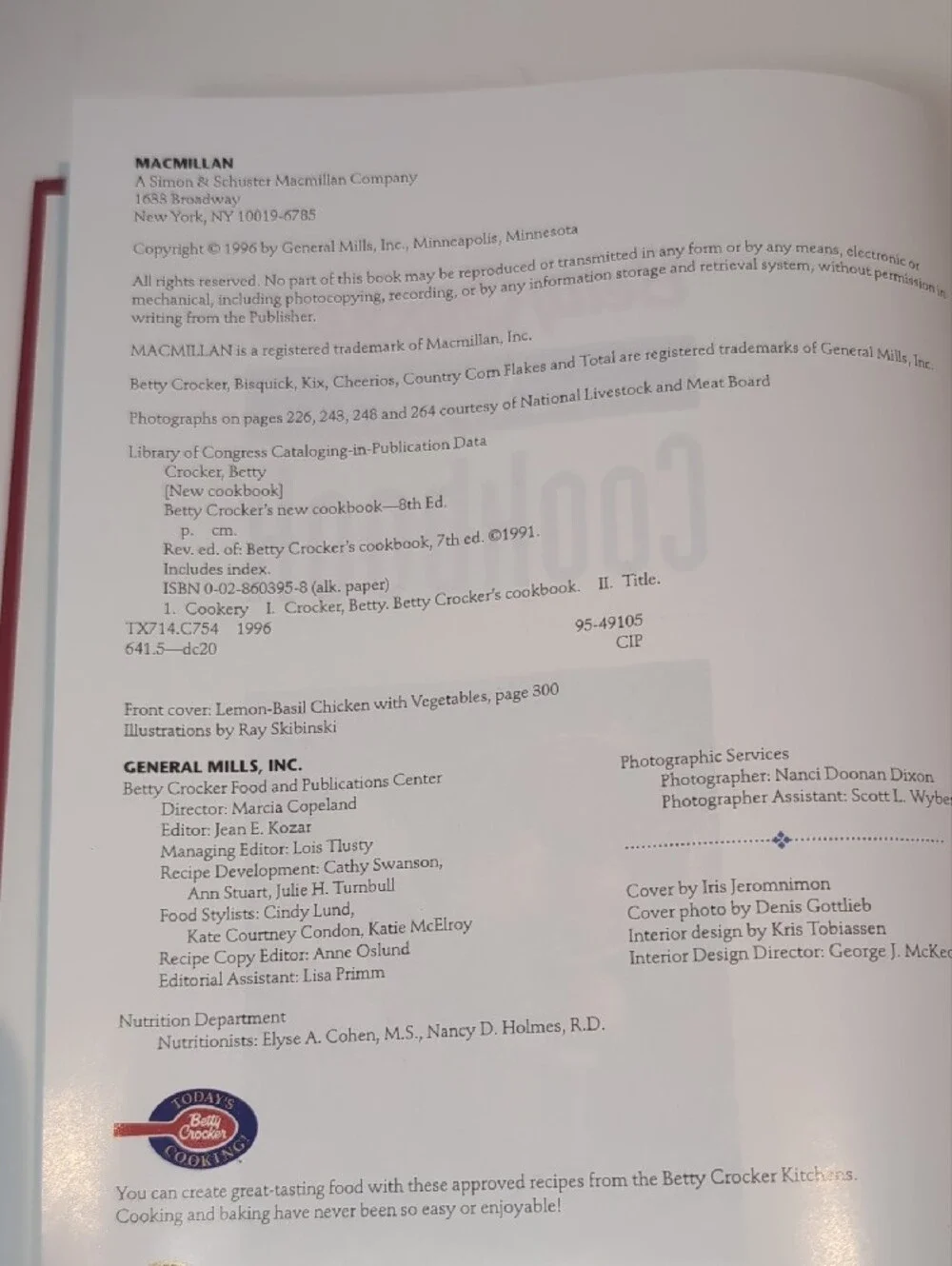 Betty Crocker's New Cookbook, 1996, Classic Recipes